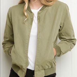 Green Bomber Jacket with pockets
